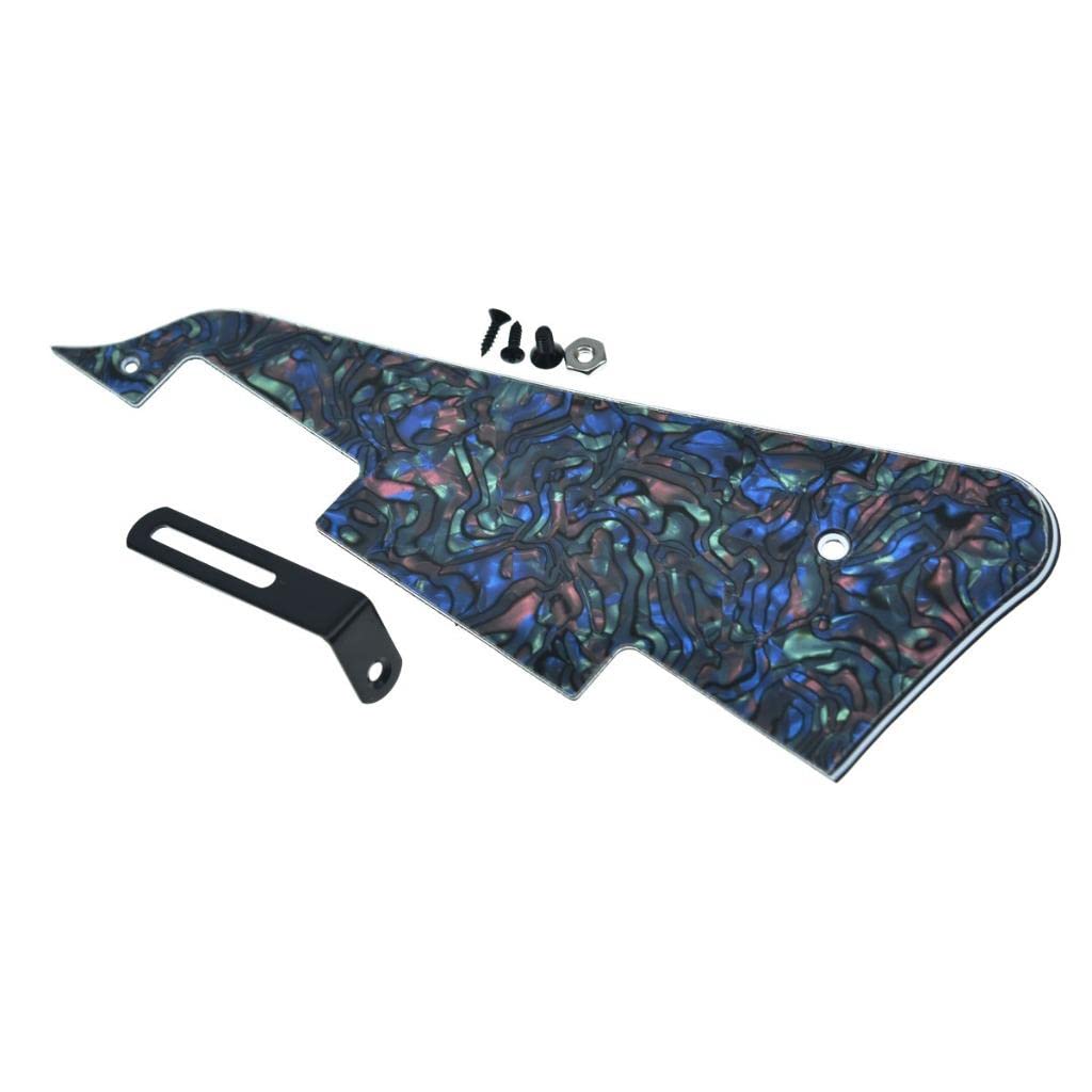 Dopro LP Guitar Pickguard and LP Stainless Steel Bracket with Black Steel Mounting Screws for USA Les Paul Abalone Pearl